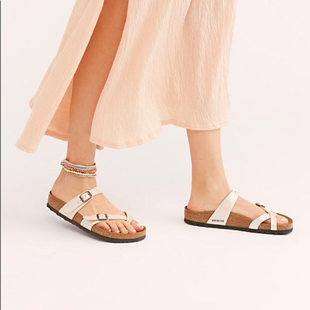 White Birkenstock Mayari sandals